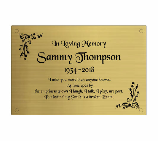 Personalised Memorial Plaque, 6x4 Engraved Bench Plaques, Engraved Tree Sign, Gold, Weatherproof, Grave, Rounded