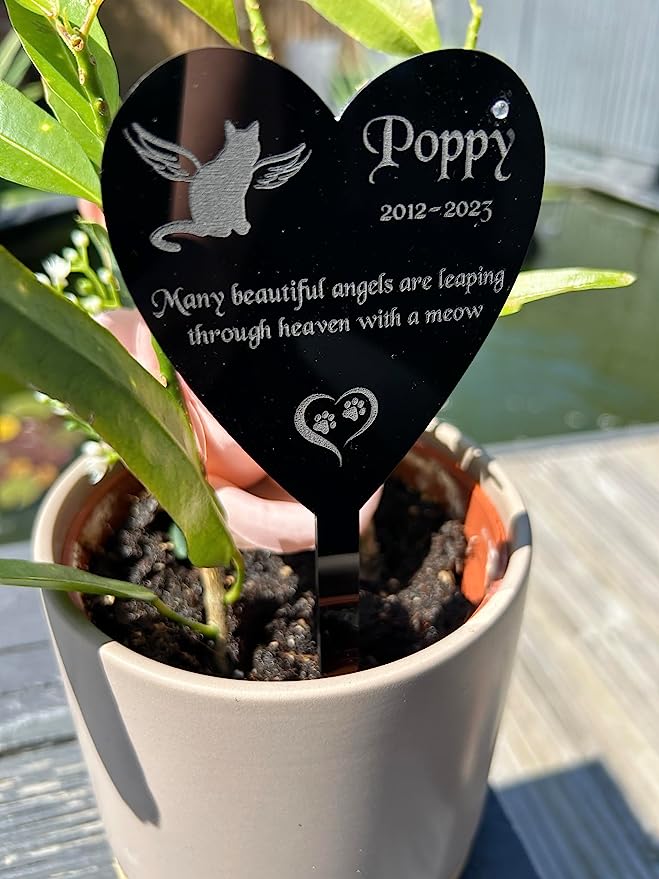 Personalised Pet Cat Memorial Plaque, Ground Stake, Grave Marker for Cemetery or Garden