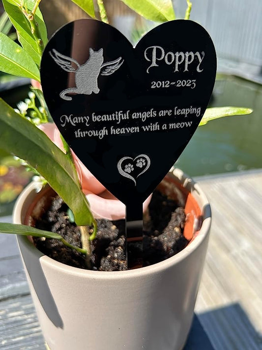 Personalised Pet Cat Memorial Plaque, Ground Stake, Grave Marker for Cemetery or Garden