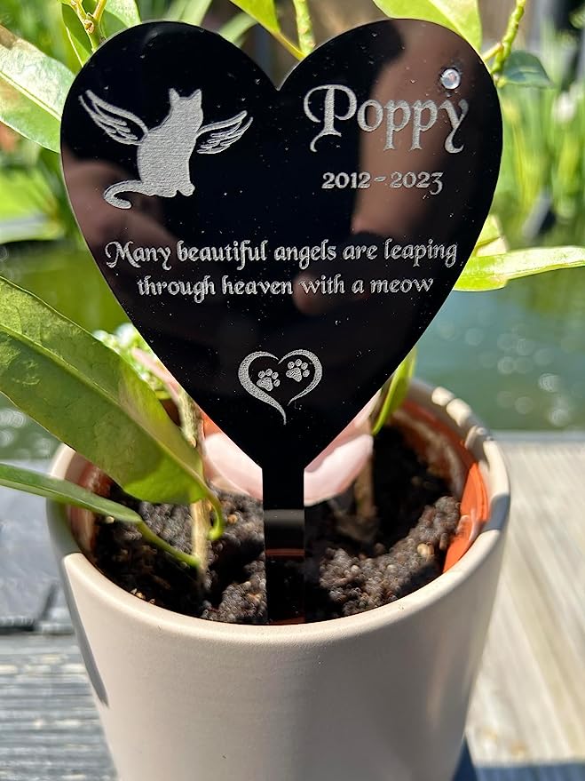 Personalised Pet Cat Memorial Plaque, Ground Stake, Grave Marker for Cemetery or Garden