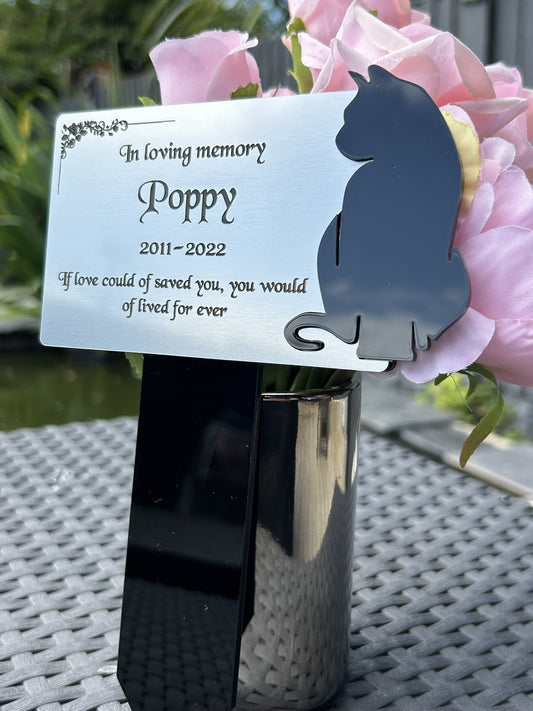 Pet Memorial Plaque, Personalised Outside Grave Cat Front Facing, Garden Marker Plaque Gift