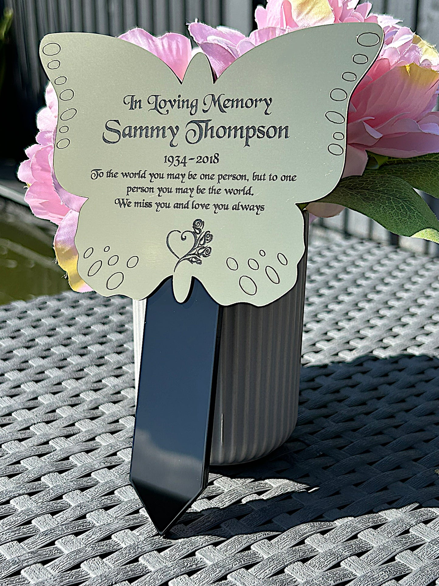 Butterfly Shape Memorial Plaque, Garden Outdoors Plaques, Remembrance Sign, Graver marker
