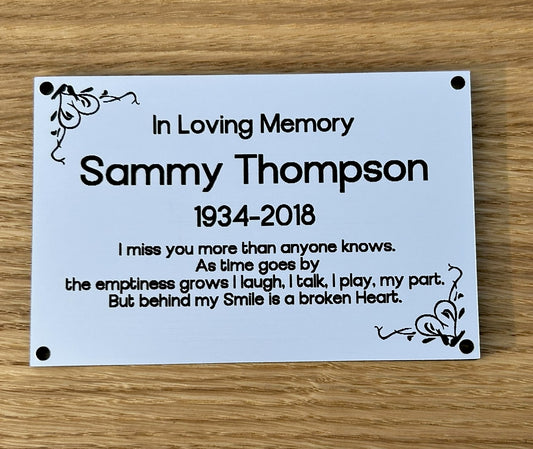 Personalised Memorial Plaque, 6x4 Engraved Bench Plaques, Engraved Tree Sign, Silver, Weatherproof, Grave, Square