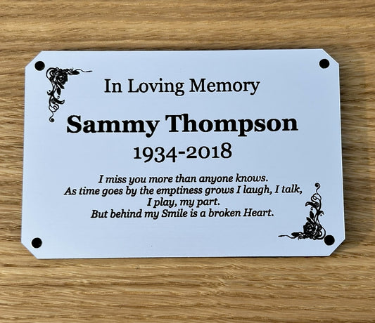 Personalised Memorial Plaque, 6x4 Engraved Bench Plaques, Engraved Tree Sign, Silver, Weatherproof, Grave, Chamfer