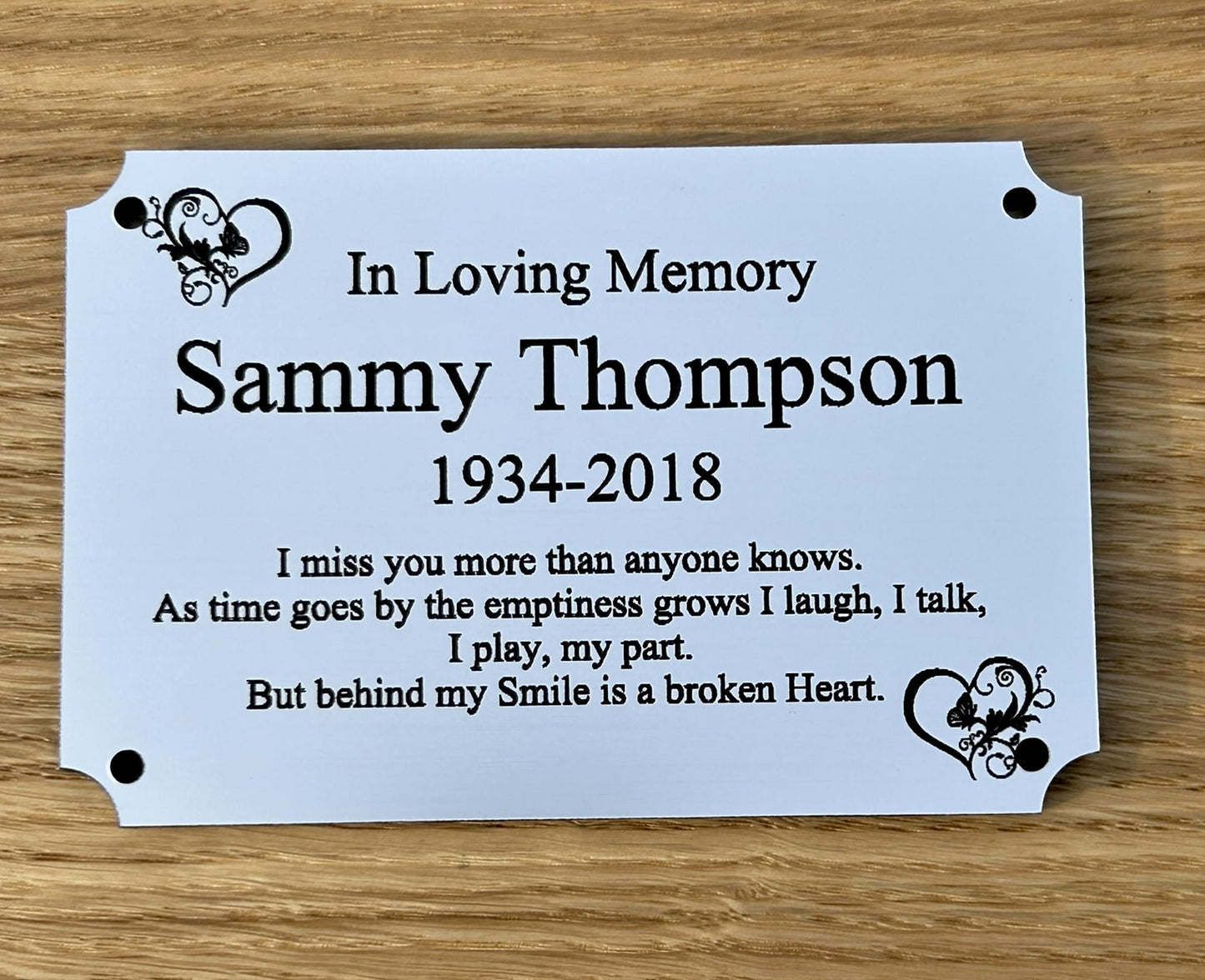 Personalised Memorial Plaque, 6x4 Engraved Bench Plaques, Engraved Tree Sign, Silver, Weatherproof, Grave, inverse
