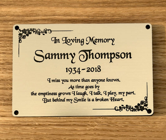 Personalised Memorial Plaque, 6x4 Engraved Bench Plaques, Engraved Tree Sign, Gold, Weatherproof, Grave, Rounded