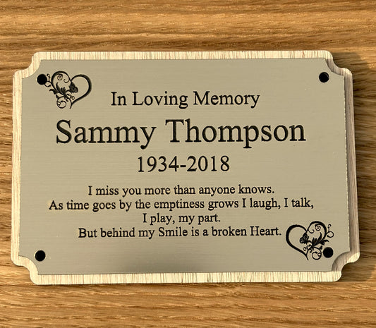 Personalised Memorial Plaque, 6x4 Engraved Bench Plaques, Engraved Tree Sign, Gold, Weatherproof, Grave, Chamfer