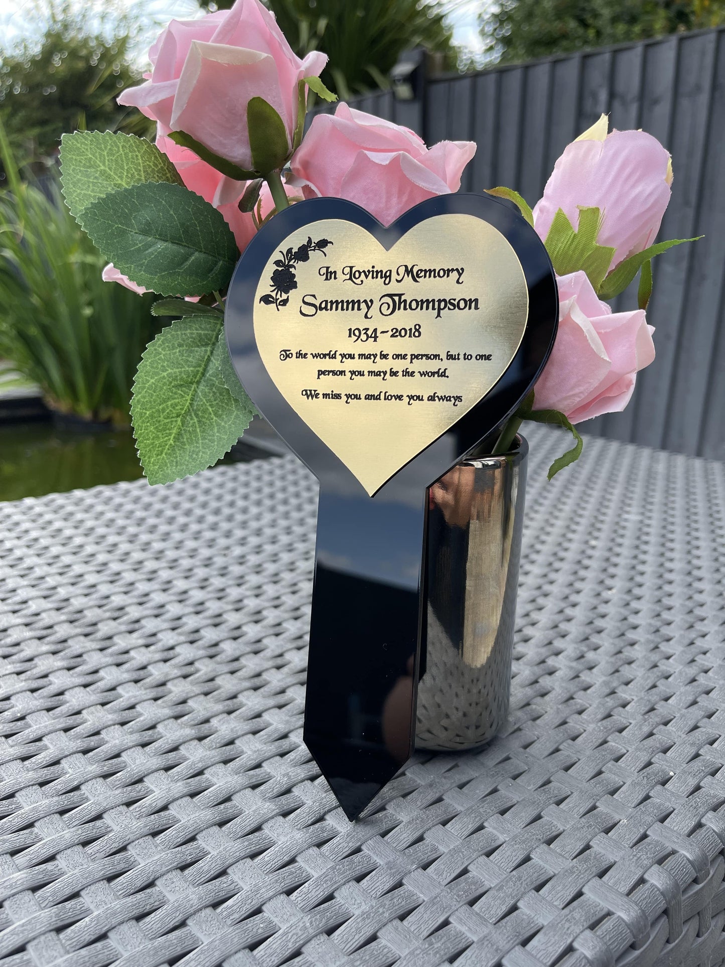 Memorial Plaque, Garden Outdoors Plaques, Dad, Father, Mum, Silver Memorial Plaque for Graves