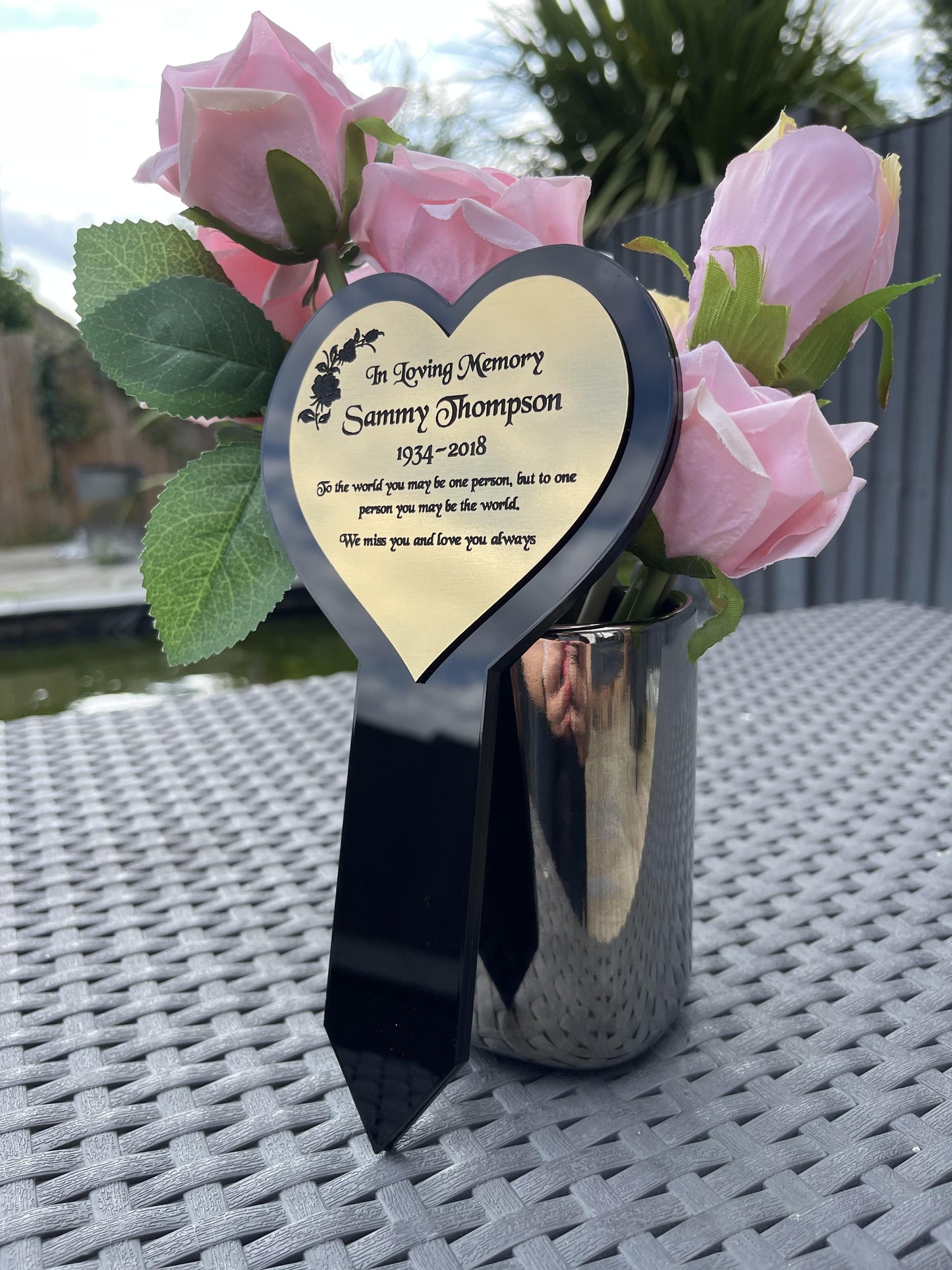 Memorial Plaque, Garden Outdoors Plaques, Dad, Father, Mum, Silver Memorial Plaque for Graves