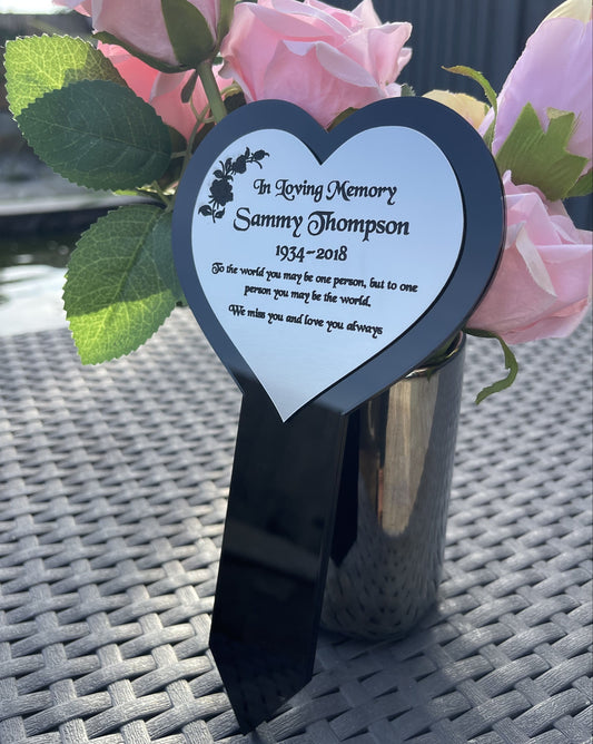Memorial Plaque, Garden Outdoors Plaques, Remembrance Sign, Graver marker, Dad, Father, Mum, Love Heart