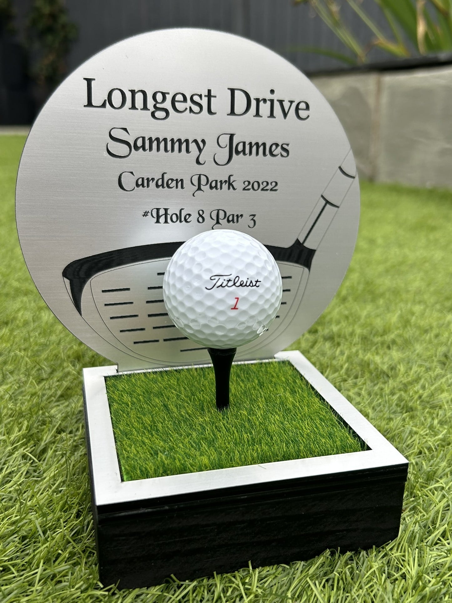 Hole in one, Golf Gifts, Longest Drive, Nearest the pin, personalised Plaques, Keepsakes ,Silver Driver