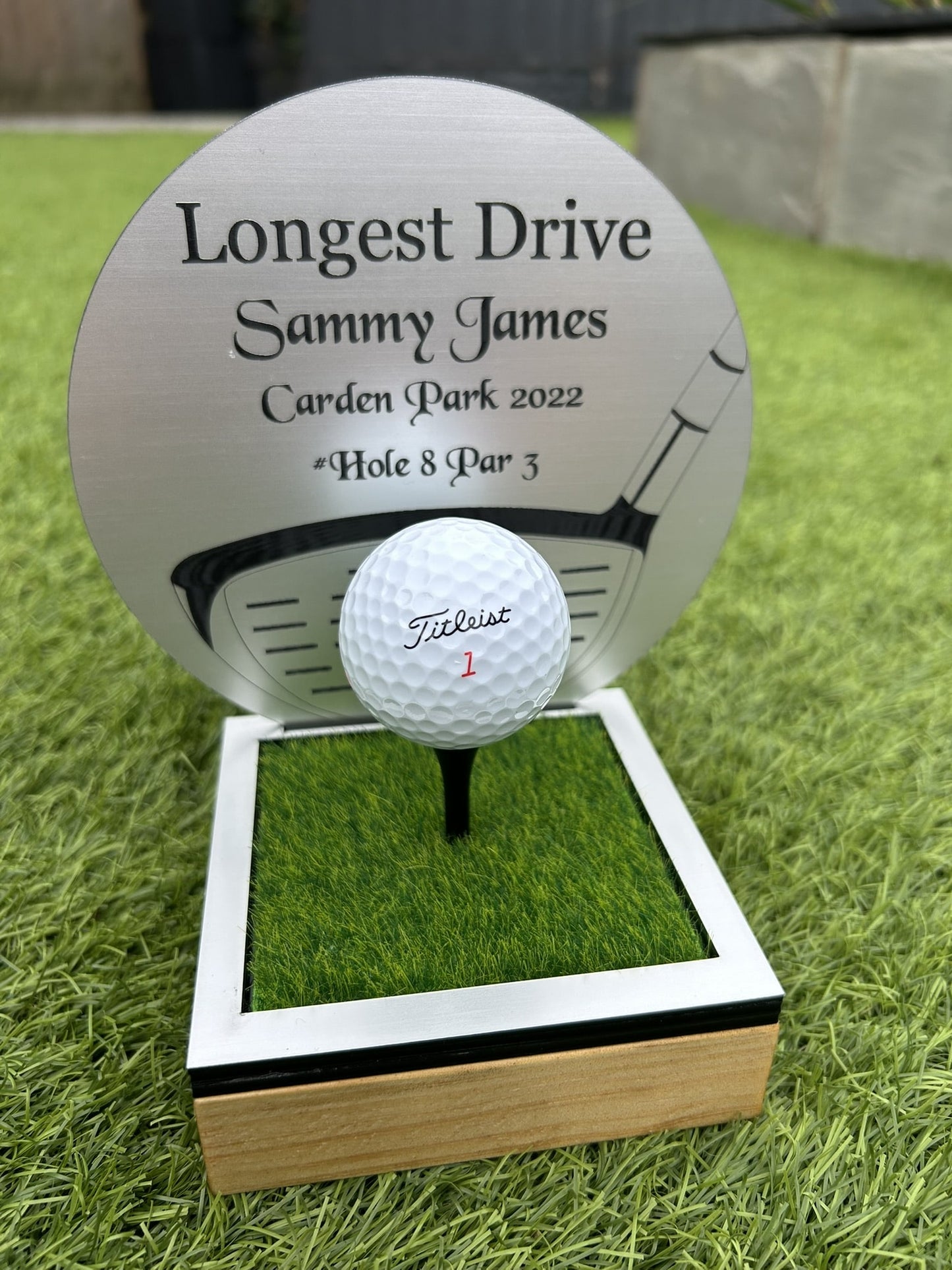 Hole in one, Golf Gifts, Longest Drive, Nearest the pin, personalised Plaques, Keepsakes ,Silver Driver