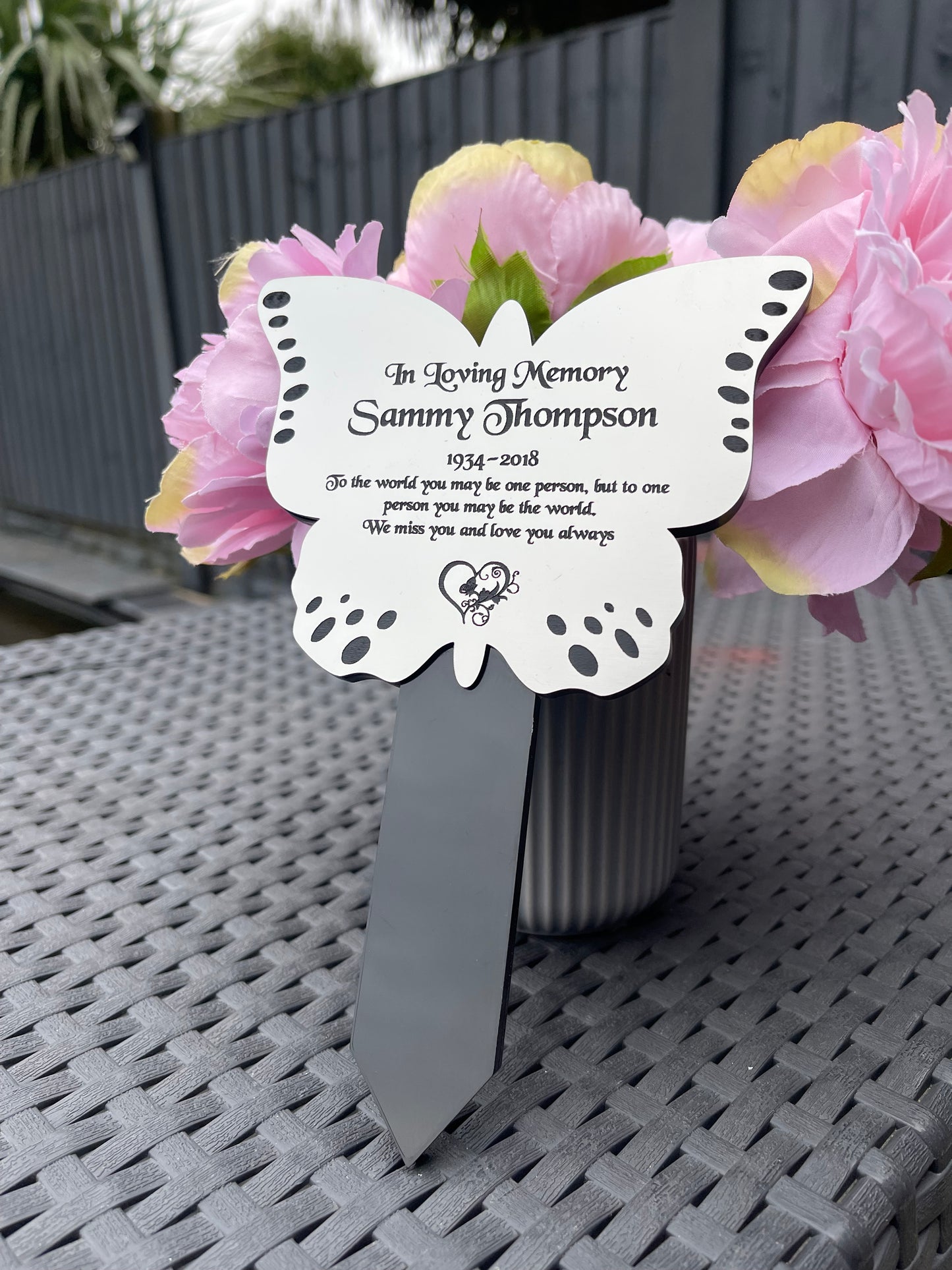 Butterfly Shape Memorial Plaque, Garden Outdoors Plaques, Remembrance Sign, Graver marker