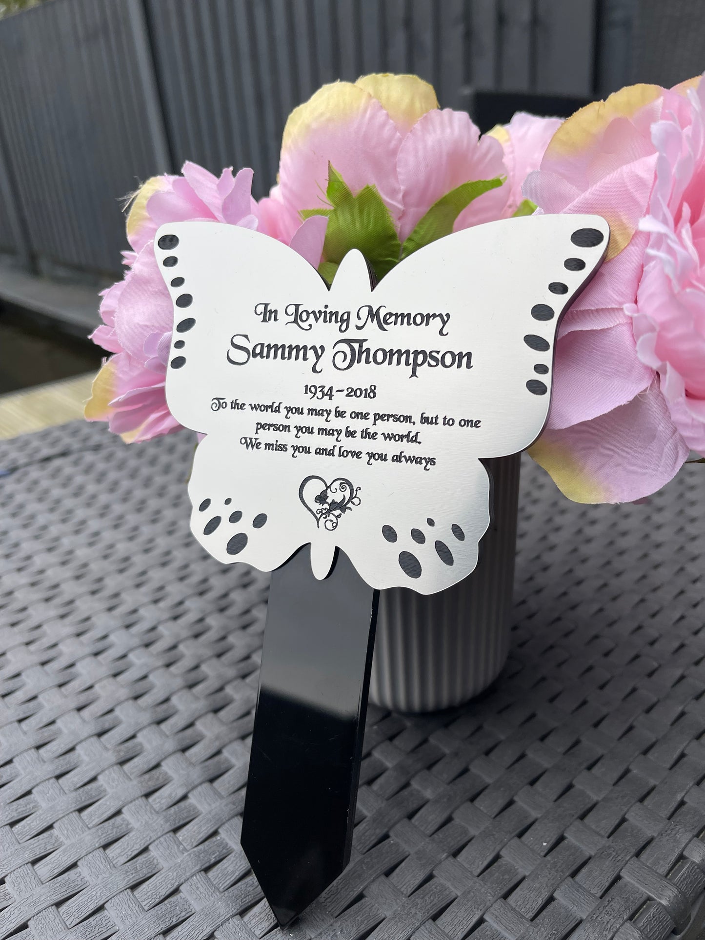 Butterfly Shape Memorial Plaque, Garden Outdoors Plaques, Remembrance Sign, Graver marker
