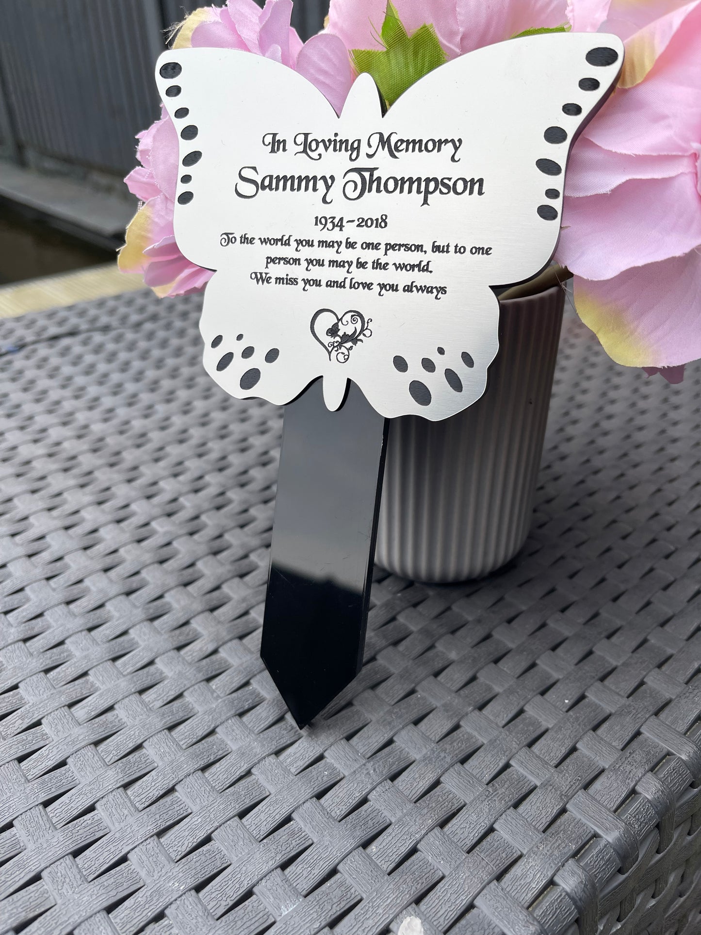 Butterfly Shape Memorial Plaque, Garden Outdoors Plaques, Remembrance Sign, Graver marker