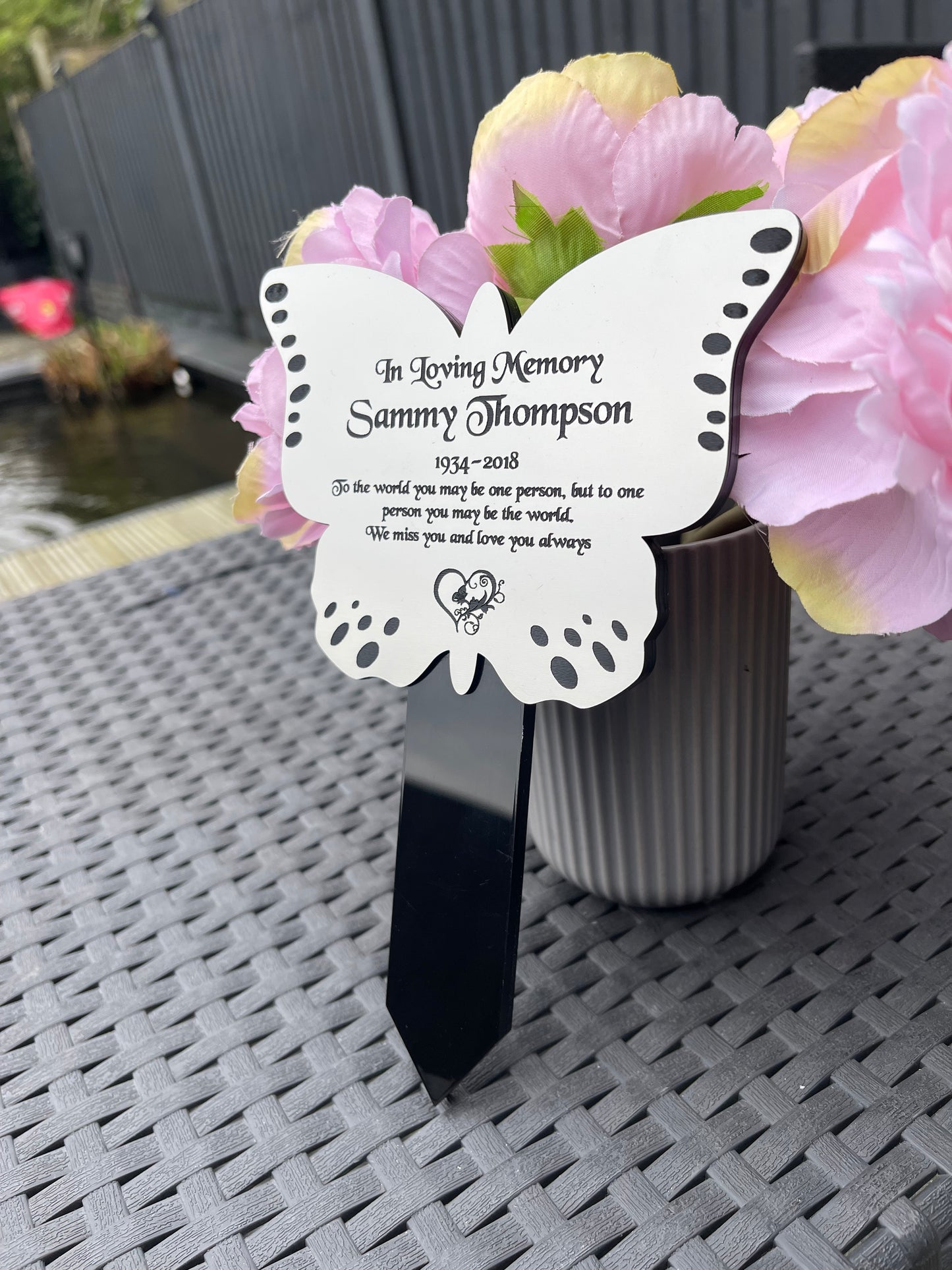 Butterfly Shape Memorial Plaque, Garden Outdoors Plaques, Remembrance Sign, Graver marker