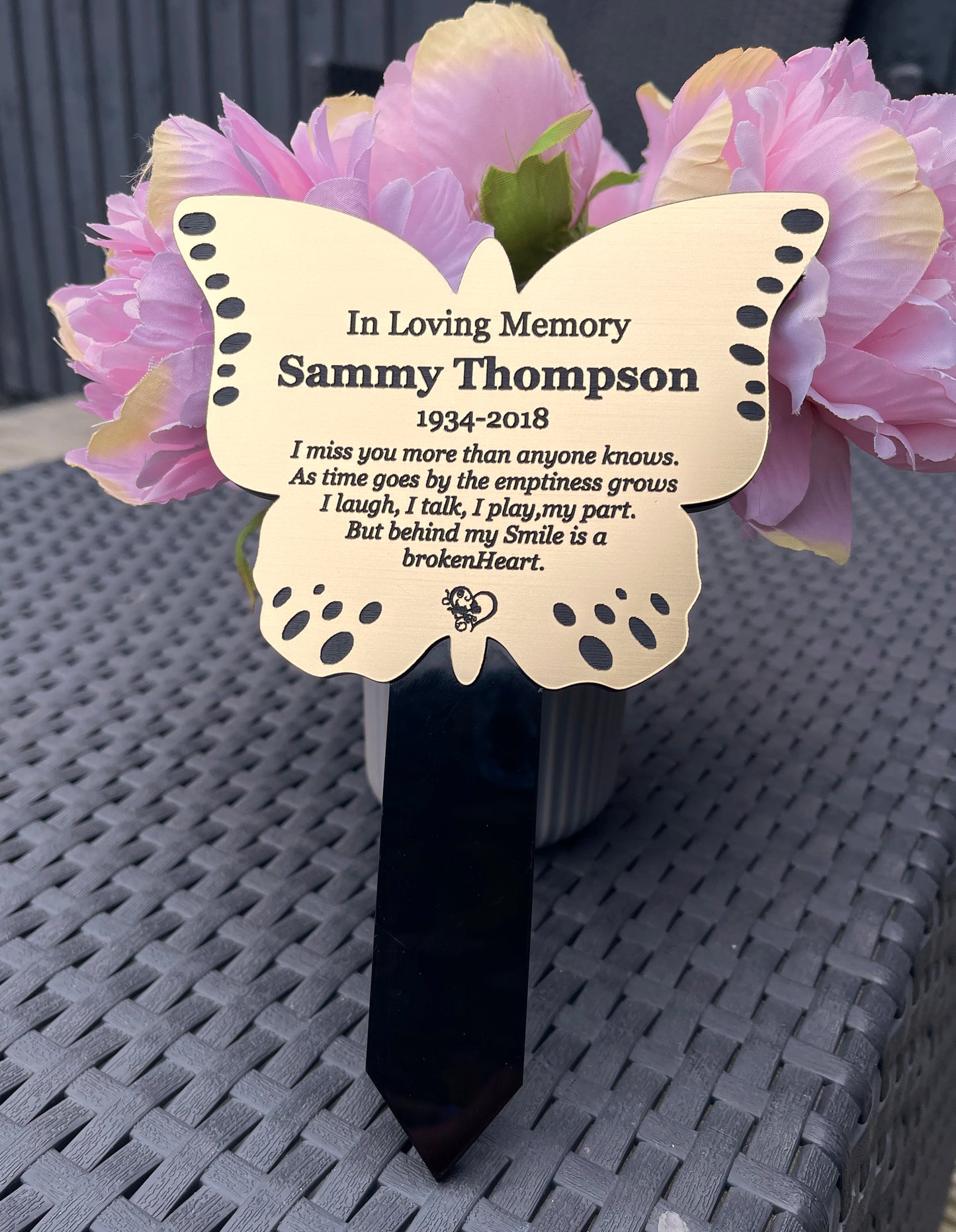 Butterfly Shape Memorial Plaque, Garden Outdoors Plaques, Remembrance Sign, Graver marker