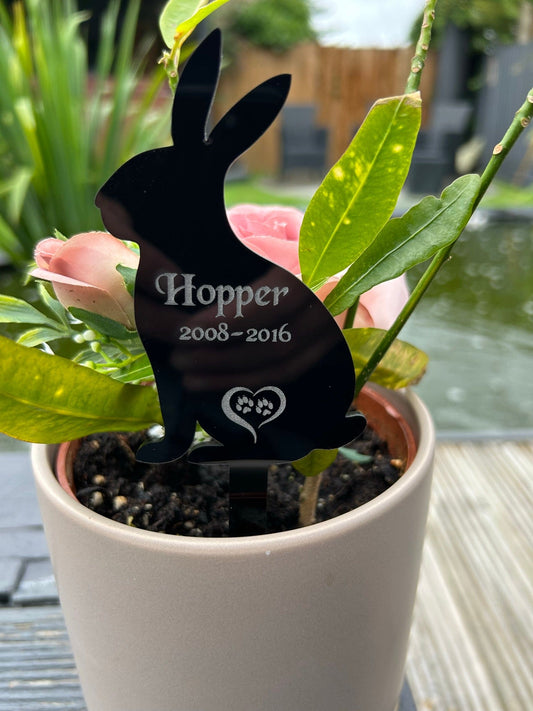 Personalised Pet Rabbit, Bunny Memorial Plaque, Ground Stake, Grave Marker for Cemetery or Garden
