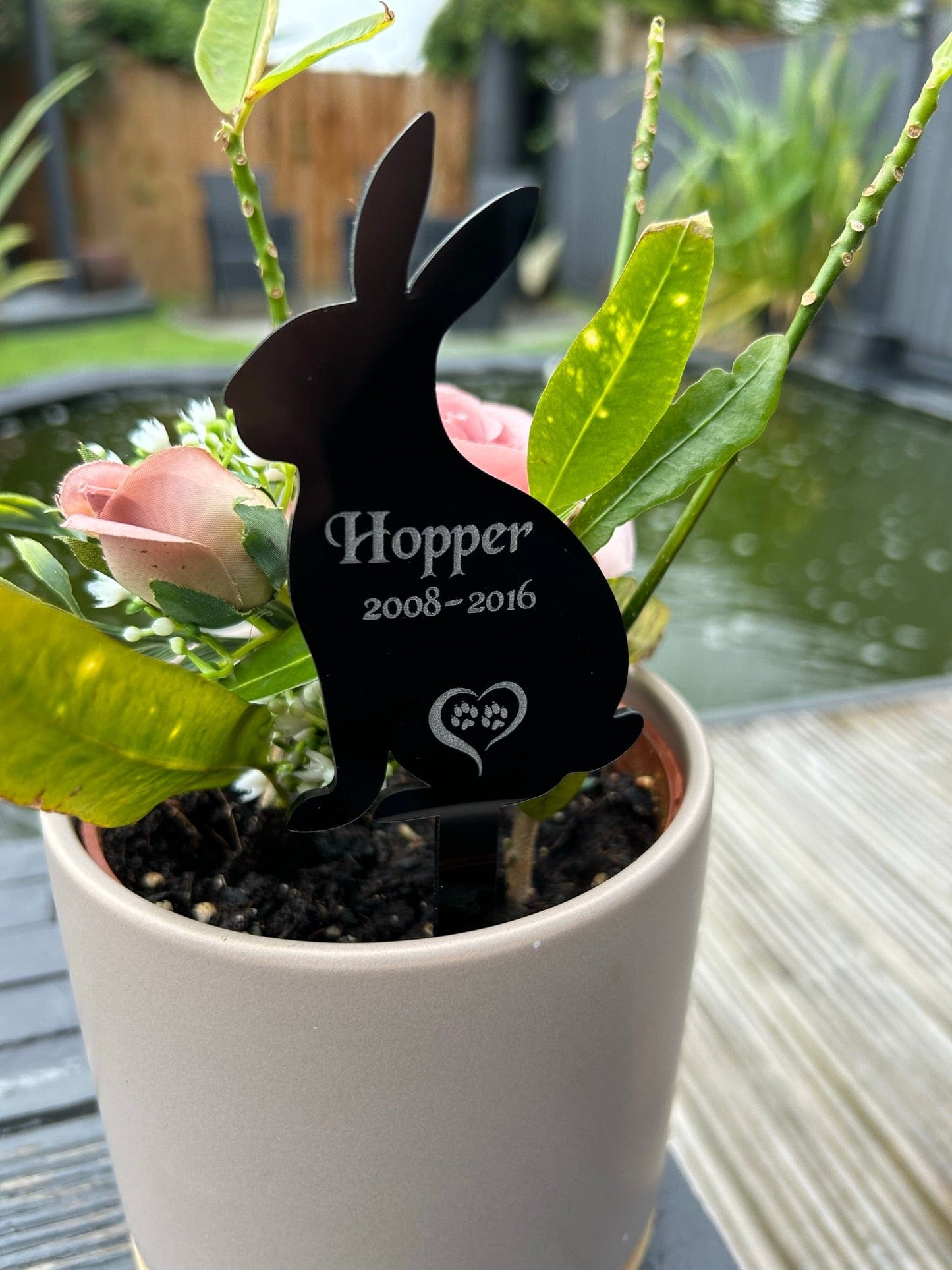 Personalised Pet Rabbit, Bunny Memorial Plaque, Ground Stake, Grave Marker for Cemetery or Garden