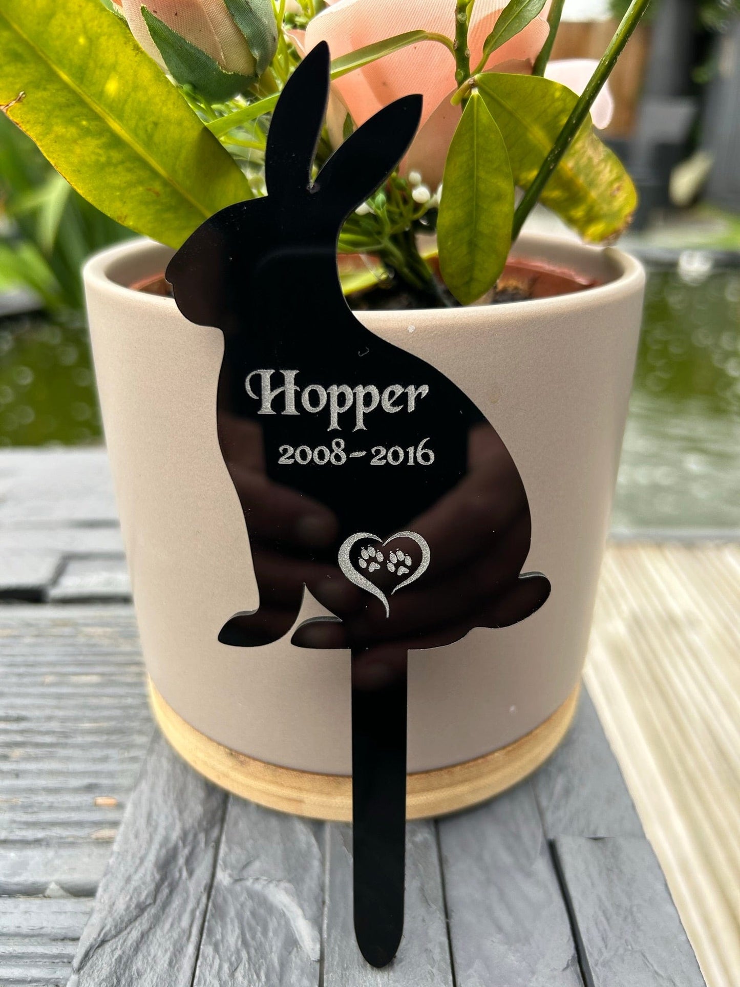 Personalised Pet Rabbit, Bunny Memorial Plaque, Ground Stake, Grave Marker for Cemetery or Garden