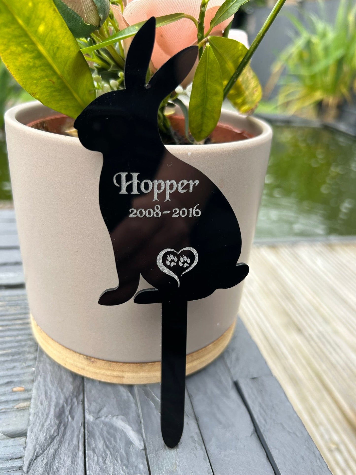 Personalised Pet Rabbit, Bunny Memorial Plaque, Ground Stake, Grave Marker for Cemetery or Garden
