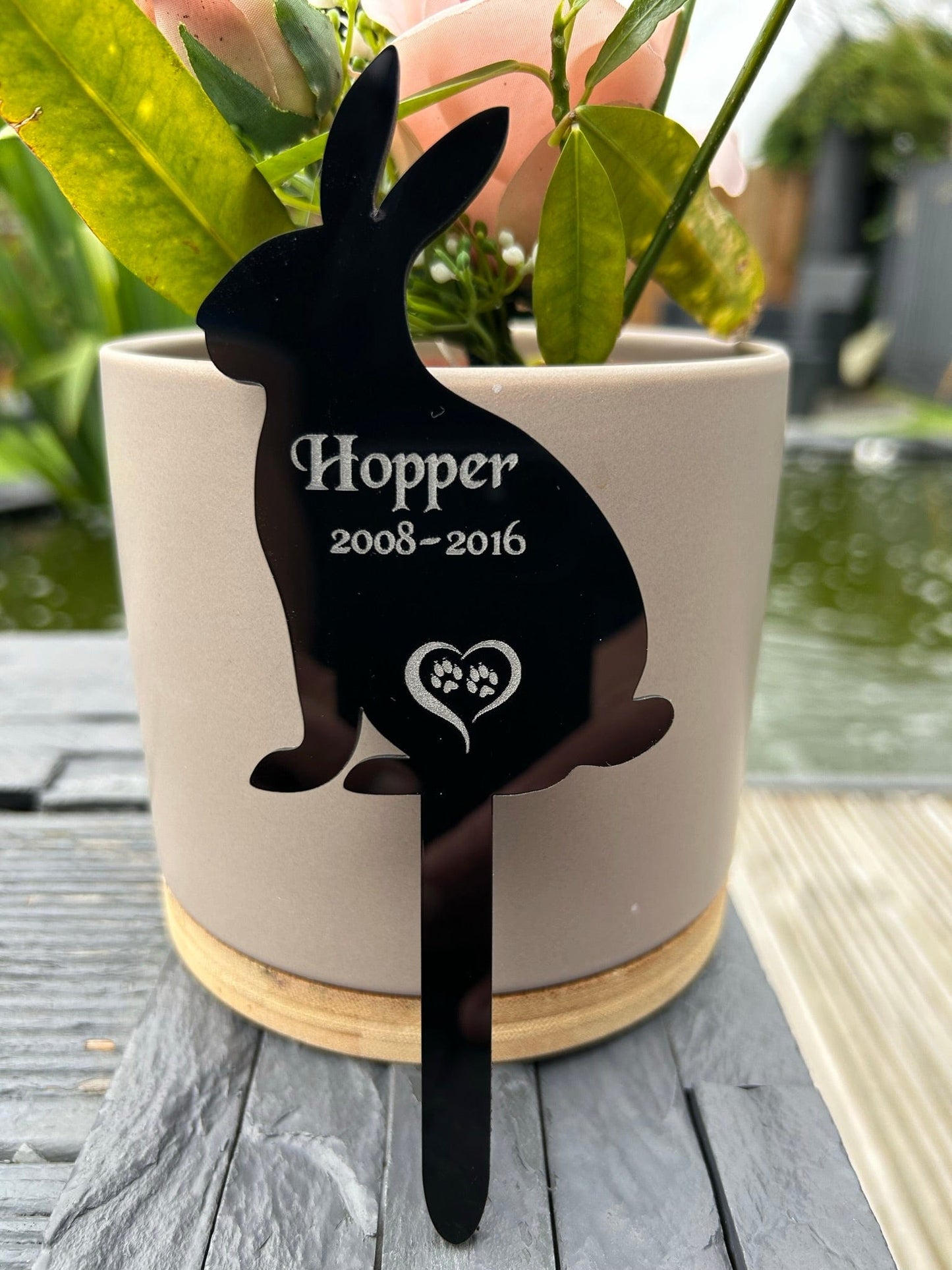 Personalised Pet Rabbit, Bunny Memorial Plaque, Ground Stake, Grave Marker for Cemetery or Garden