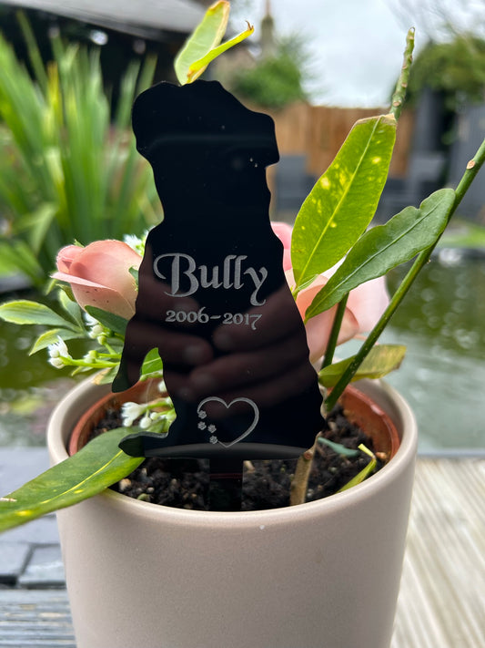Personalised Pet Dog, Bulldog Memorial Plaque, Ground Stake, Grave Marker for Cemetery or Garden