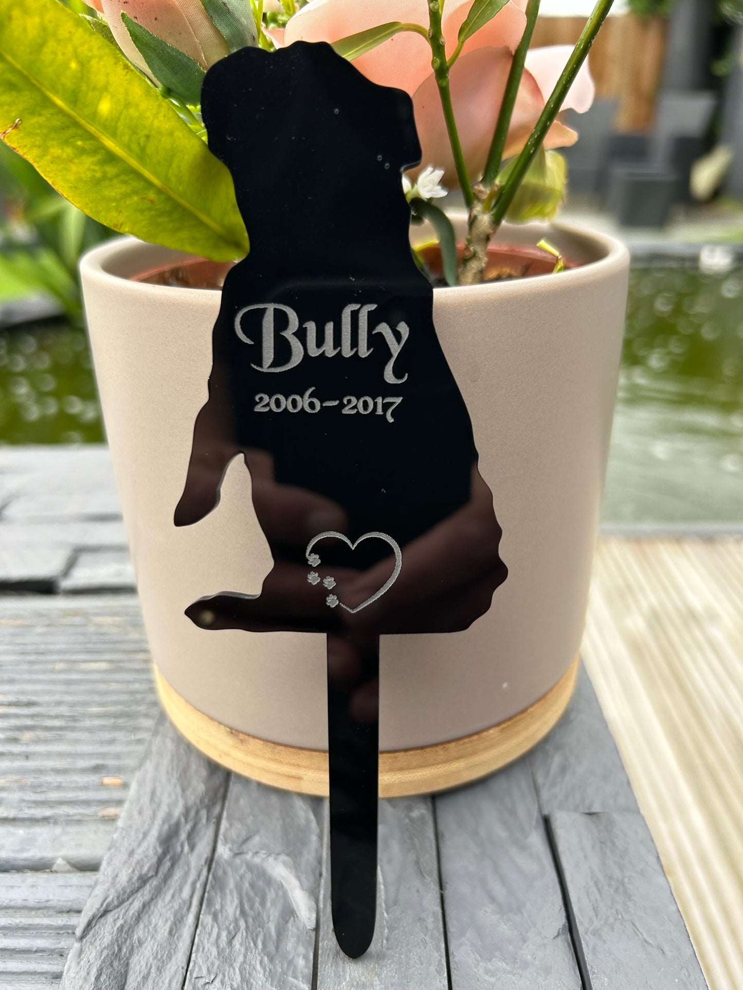 Personalised Pet Dog, Bulldog Memorial Plaque, Ground Stake, Grave Marker for Cemetery or Garden