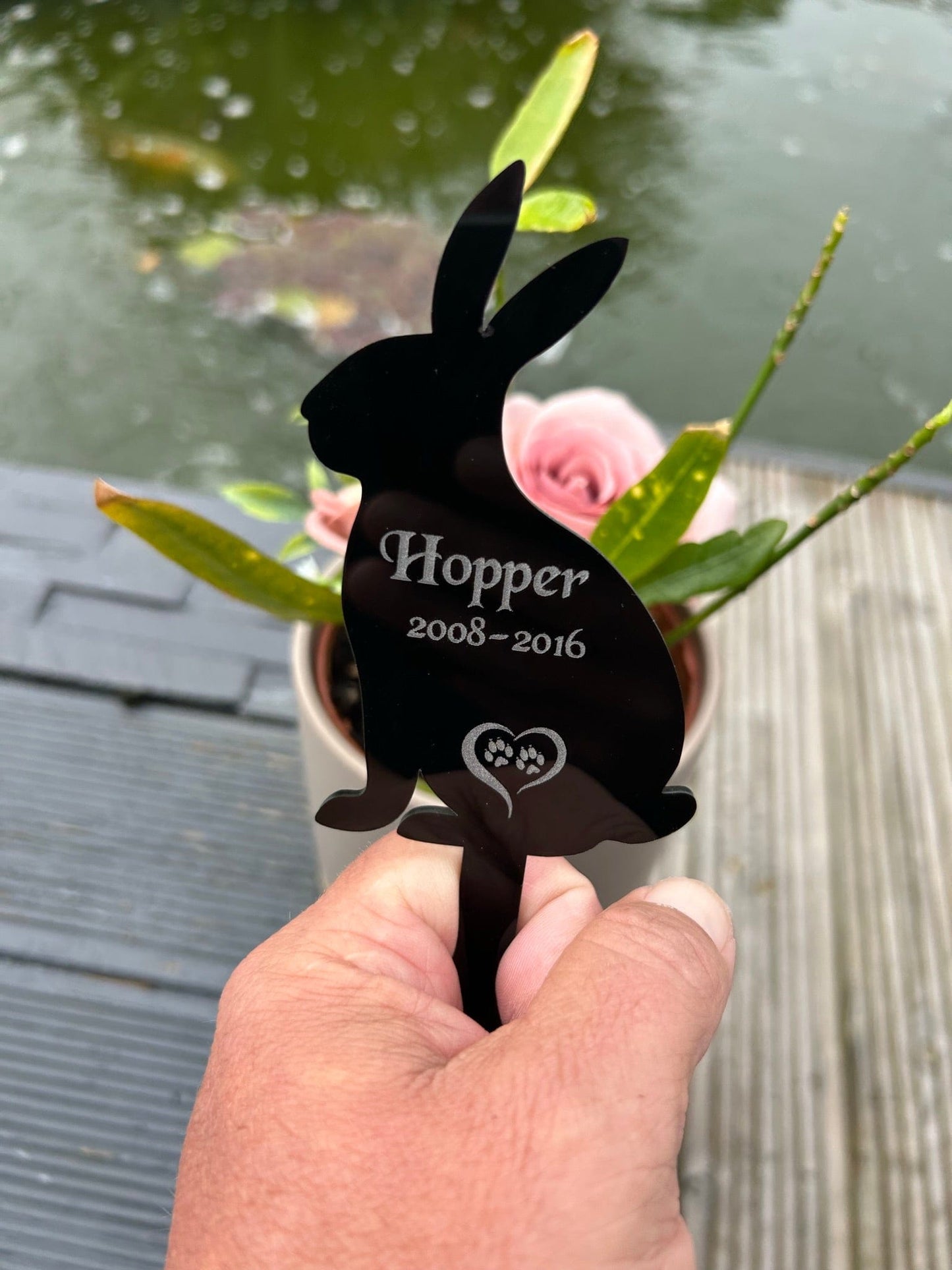 Personalised Pet Rabbit, Bunny Memorial Plaque, Ground Stake, Grave Marker for Cemetery or Garden