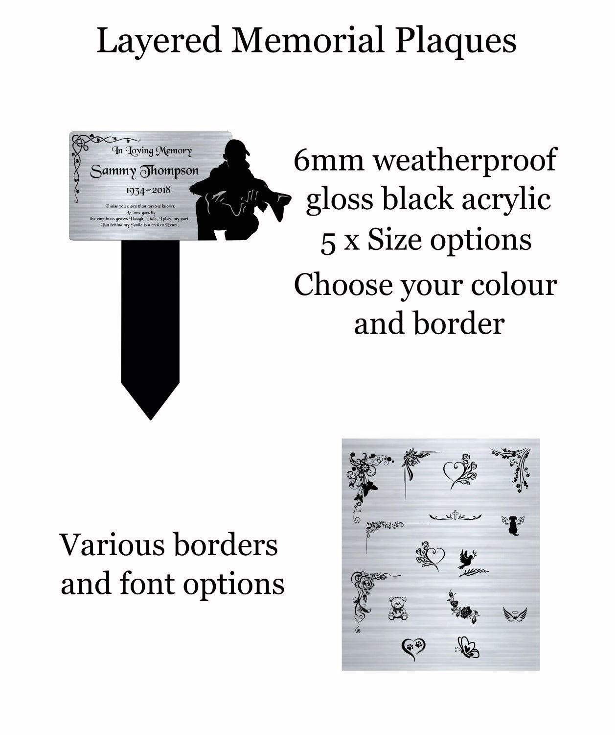 Memorial Plaque, Memorial Plaques for graves, Remembrance, Silver, Rounded, Carp Fishing