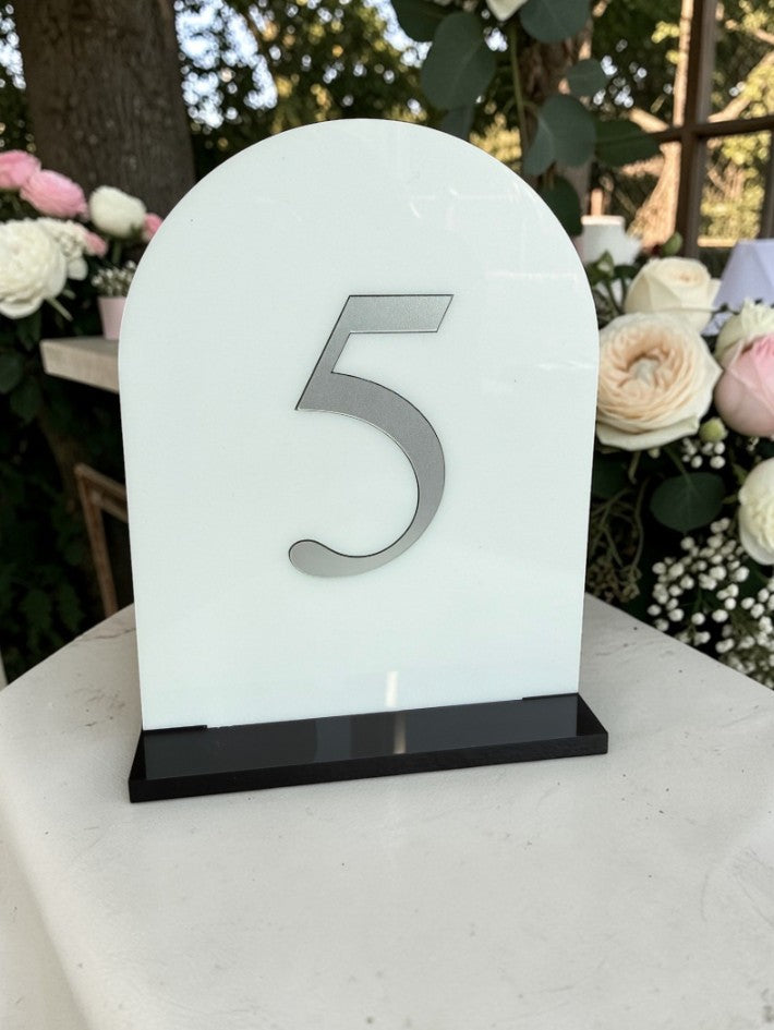 Personalised Wedding Table Sign with Table Number, White