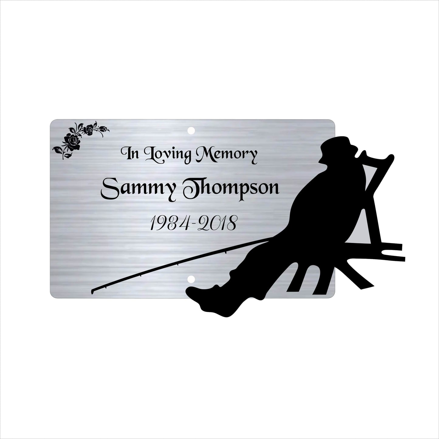 Memorial Bench Plaque, 6x4 Engraved Bench Plaques, Engraved Tree Sign, Weatherproof, Grave, Silver Fishing