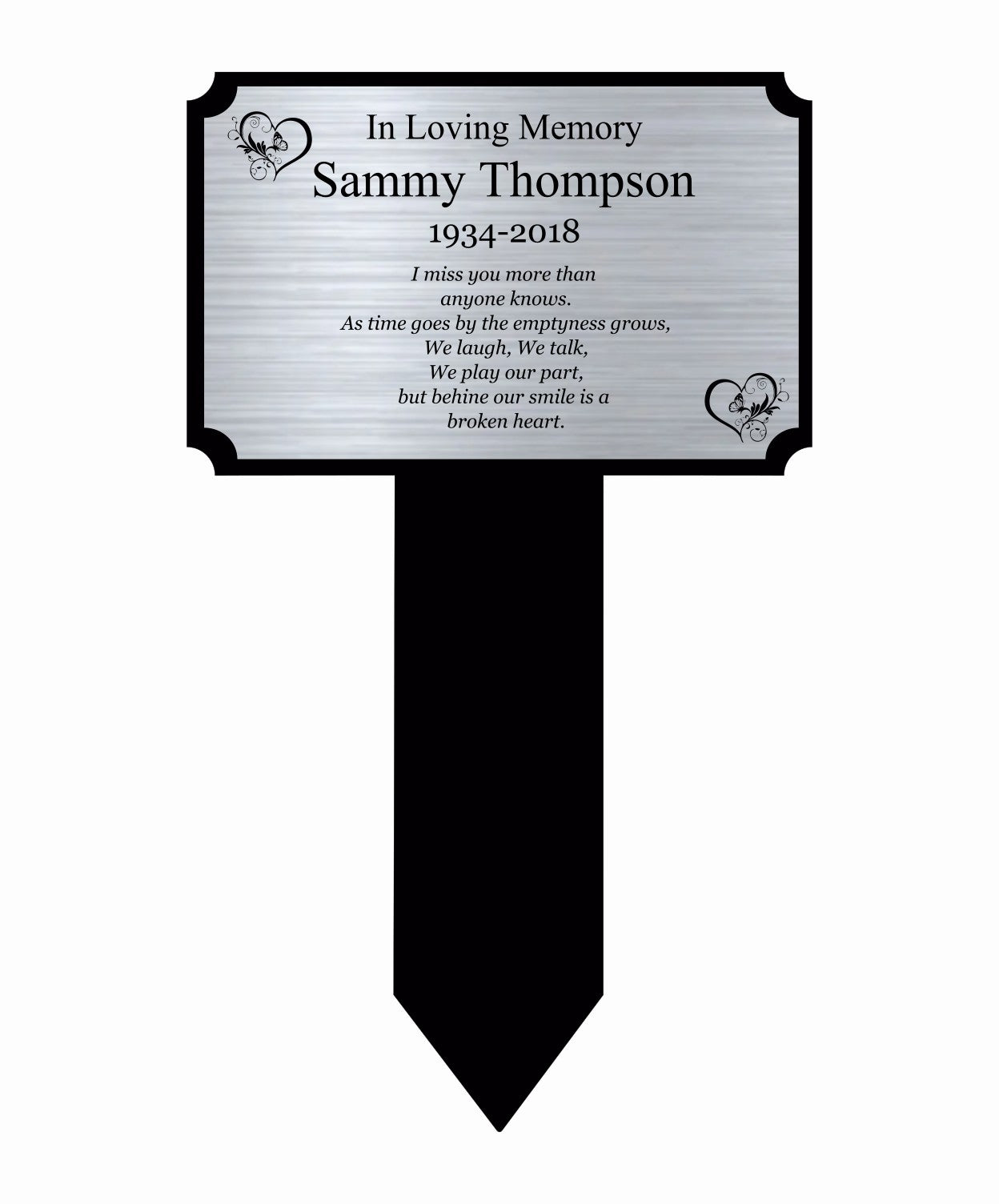 Memorial Plaque, Memorial Plaques for graves, Remembrance, Silver, Inverse Shape