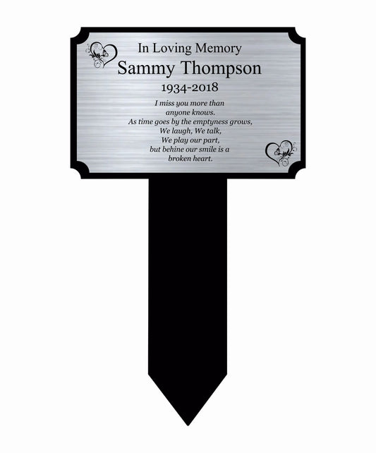 Memorial Plaque, Memorial Plaques for graves, Remembrance, Silver, Inverse Shape