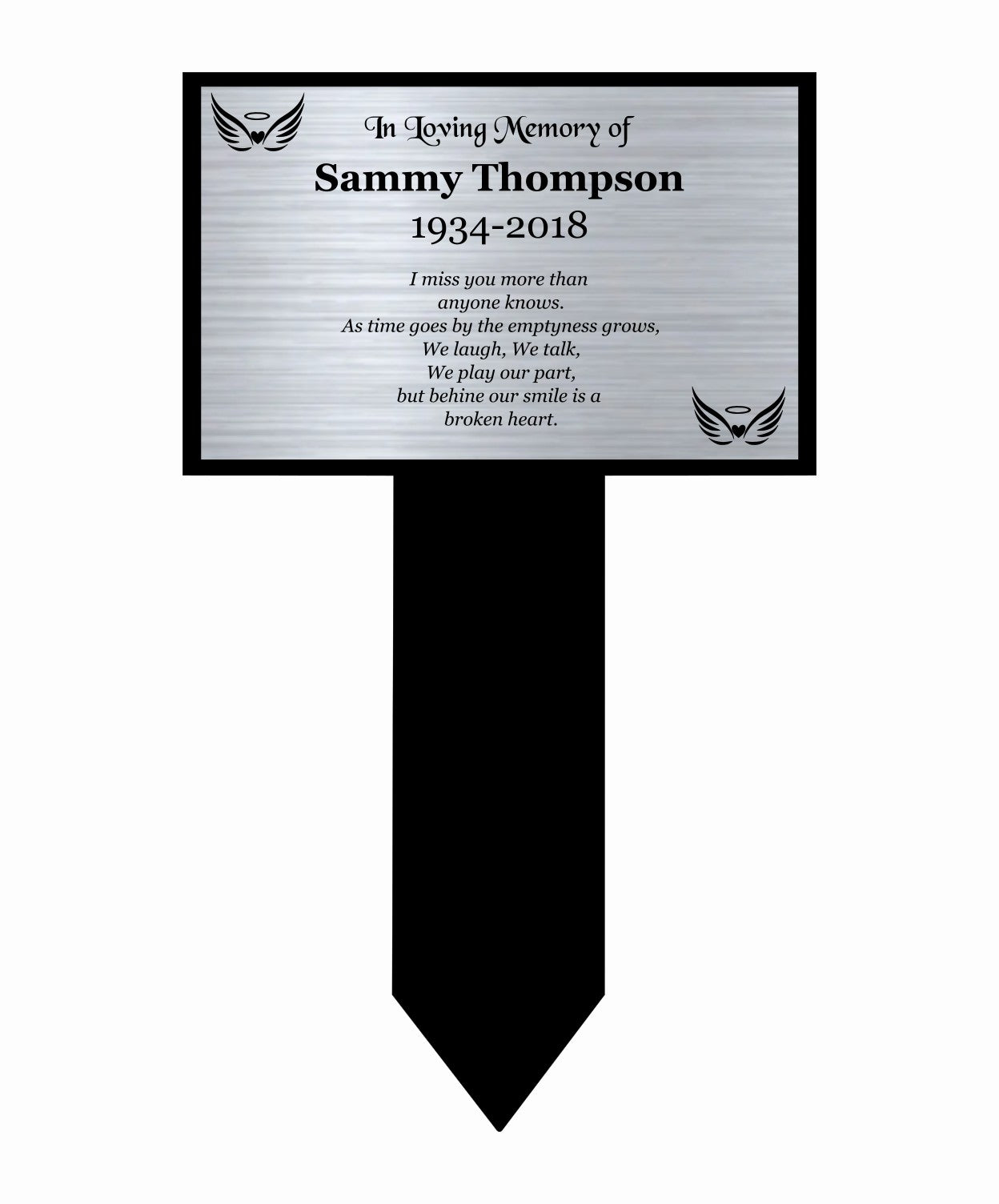 Memorial Plaque, Memorial Plaques for graves, Remembrance, Silver, Straight Shape