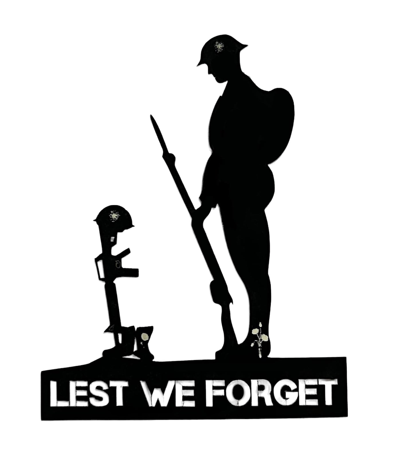Remembrance Day Memorial Black Acrylic Gloss Lest we forget soldier fridge magnet