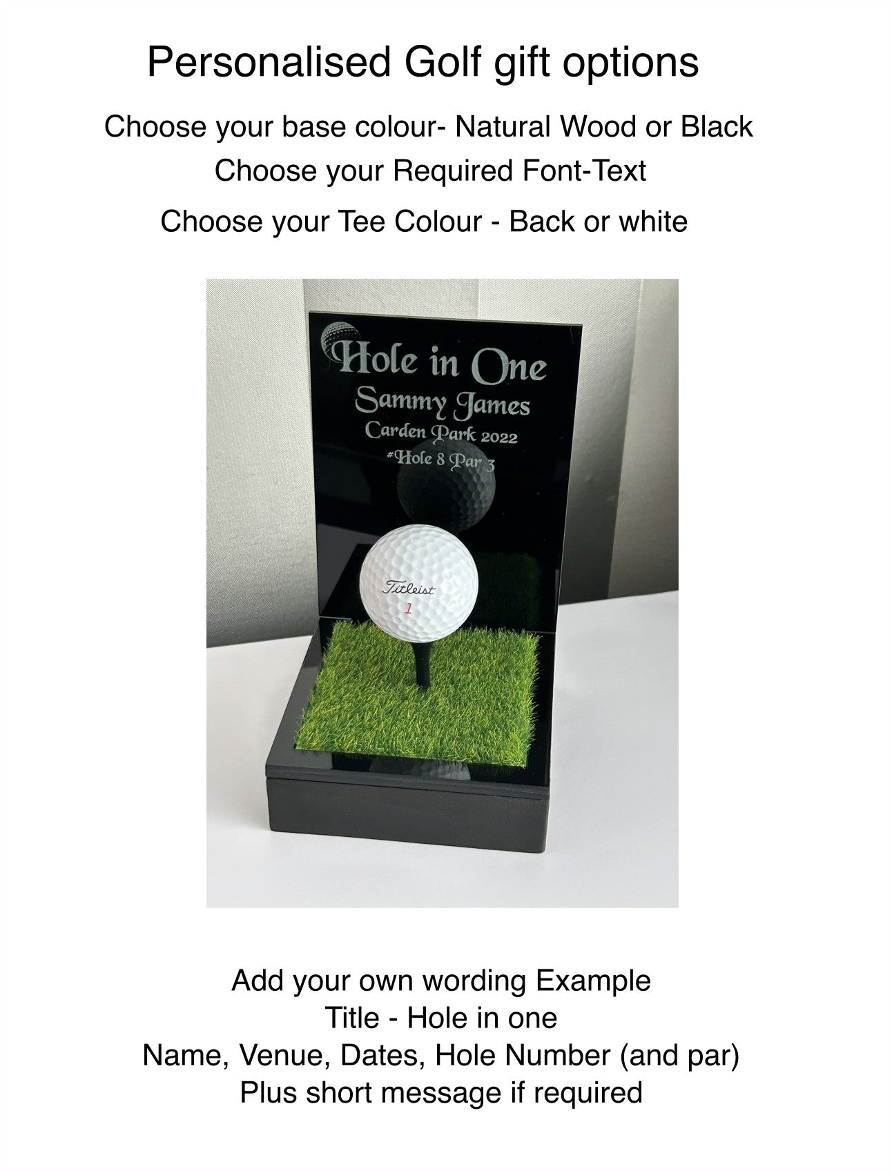 Hole in one, Golf Gifts, Longest Drive, Nearest the pin, personalised Plaques, Keepsakes