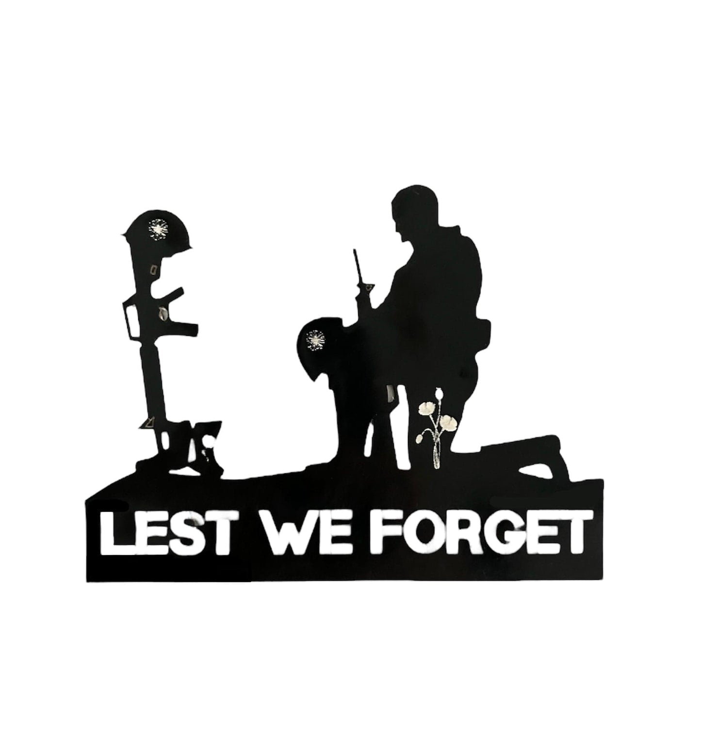 Remembrance Day Memorial Black Acrylic Gloss Lest we forget soldier fridge magnet