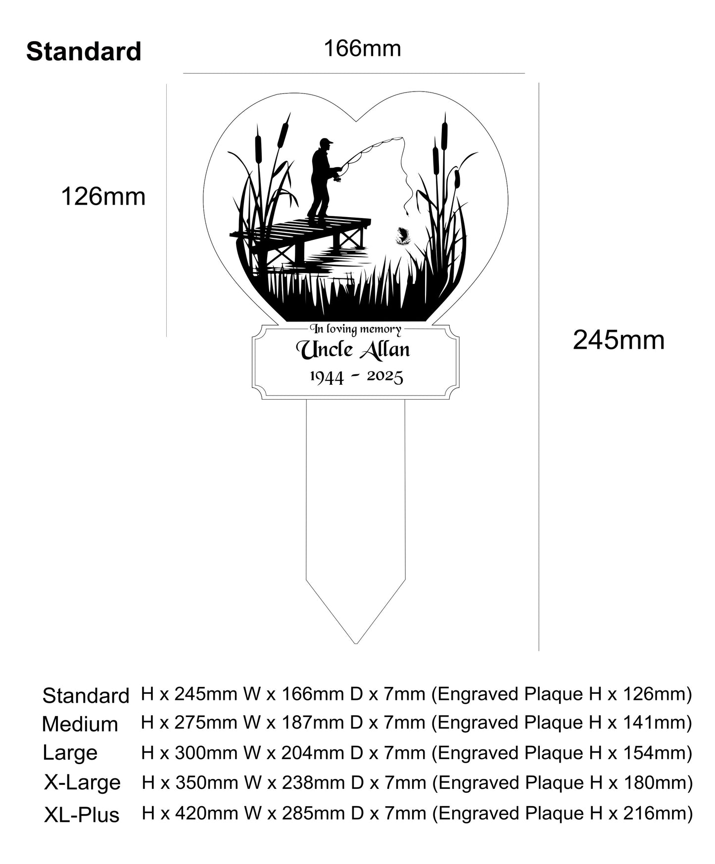 Memorial Plaque, Fishing Plaques, Remembrance Sign, Graver marker, Dad, Father, Mum, Pets, Heart, Silver