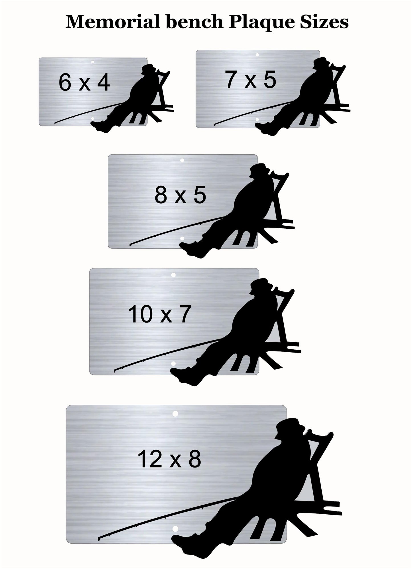 Memorial Bench Plaque, 6x4 Engraved Bench Plaques, Engraved Tree Sign, Weatherproof, Grave, Silver Fishing