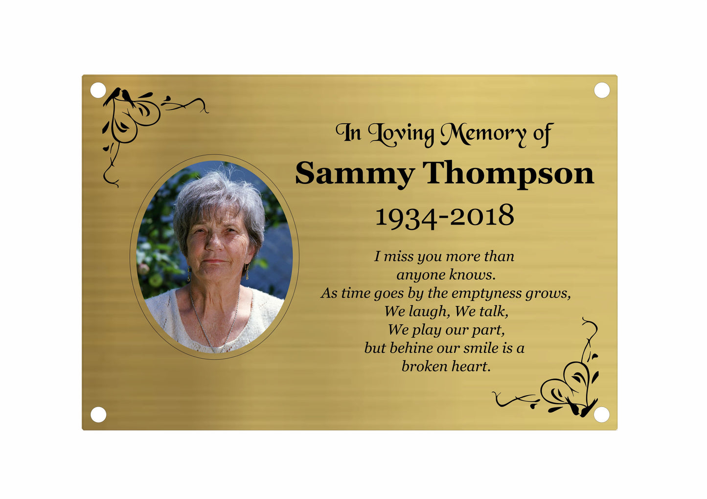 Memorial Photo Plaque, 6x4 Engraved Bench Plaques, Engraved Tree Sign, Gold, Weatherproof, Grave