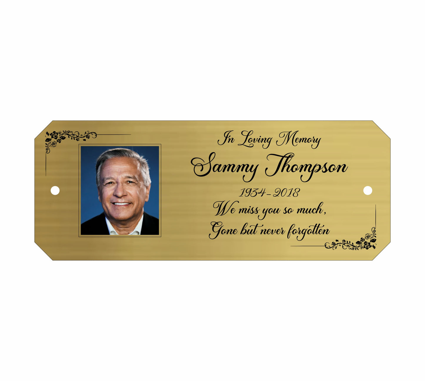 Memorial Photo Plaque, Engraved Bench Plaques, Engraved Tree Sign, Gold, Weatherproof, Grave