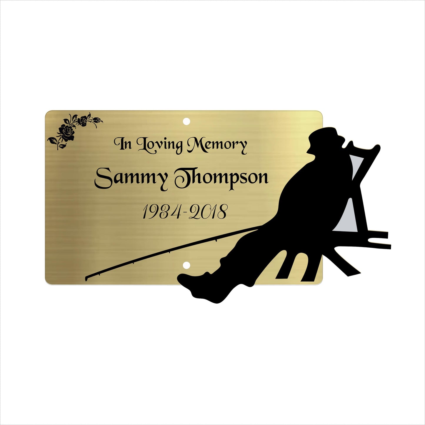 Memorial Bench Plaque, 6x4 Engraved Bench Plaques, Engraved Tree Sign, Weatherproof, Grave, Silver Fishing
