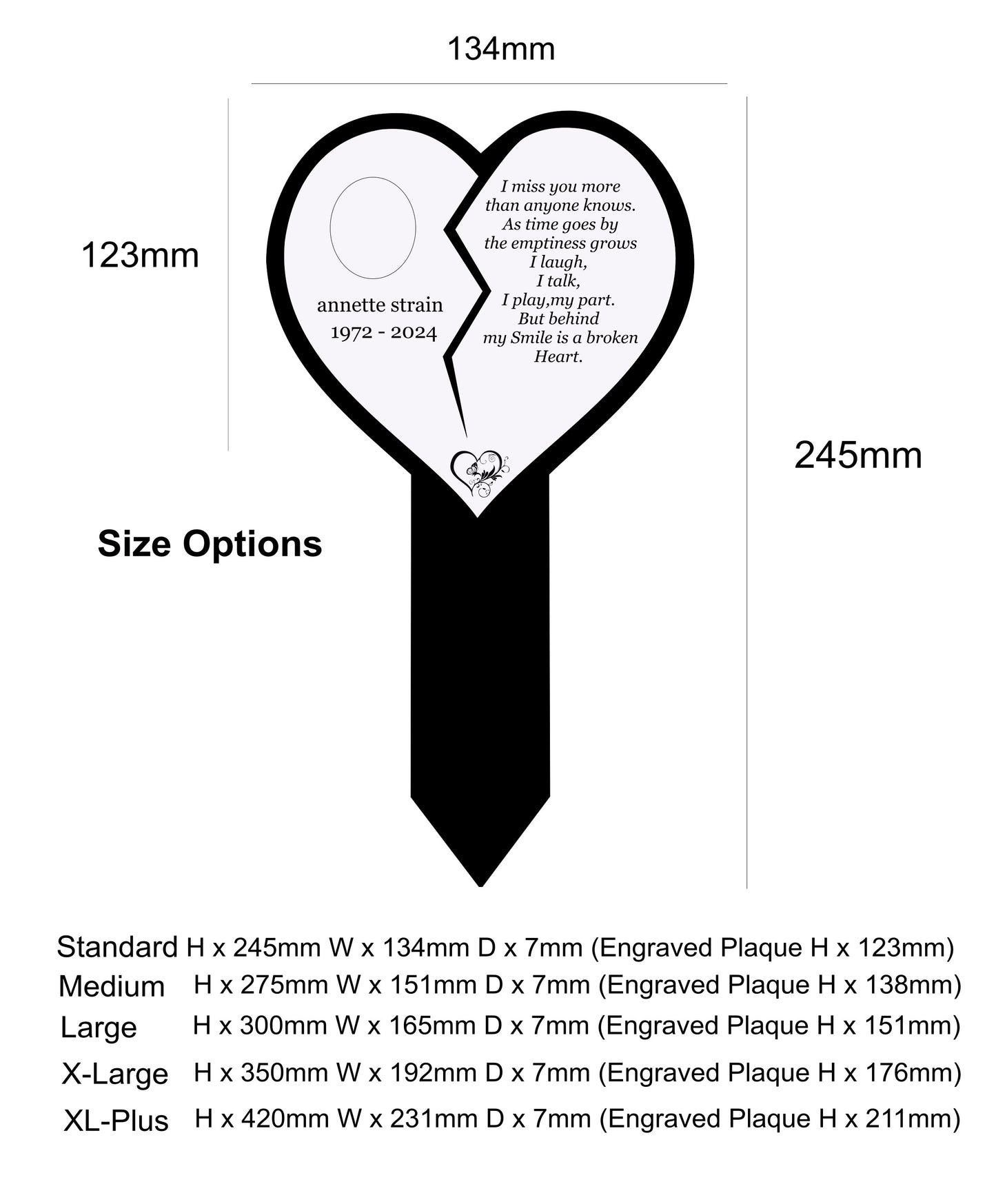 memorial plaque size options