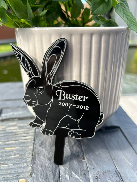 Personalised Pet Rabbit, Bunny Memorial Plaque, Ground Stake, Detailed Grave Marker for Cemetery or Garden