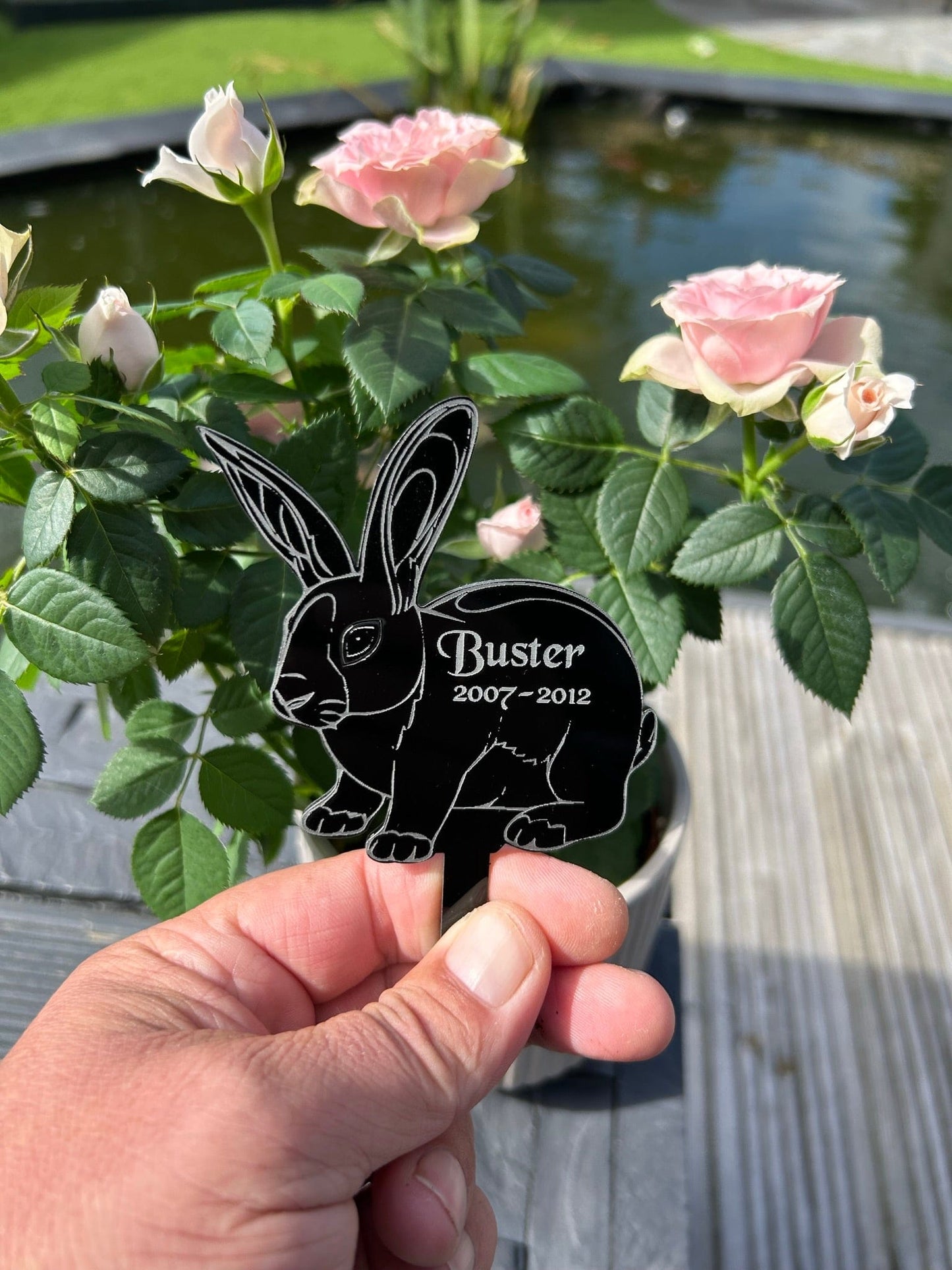 Personalised Pet Rabbit, Bunny Memorial Plaque, Ground Stake, Detailed Grave Marker for Cemetery or Garden