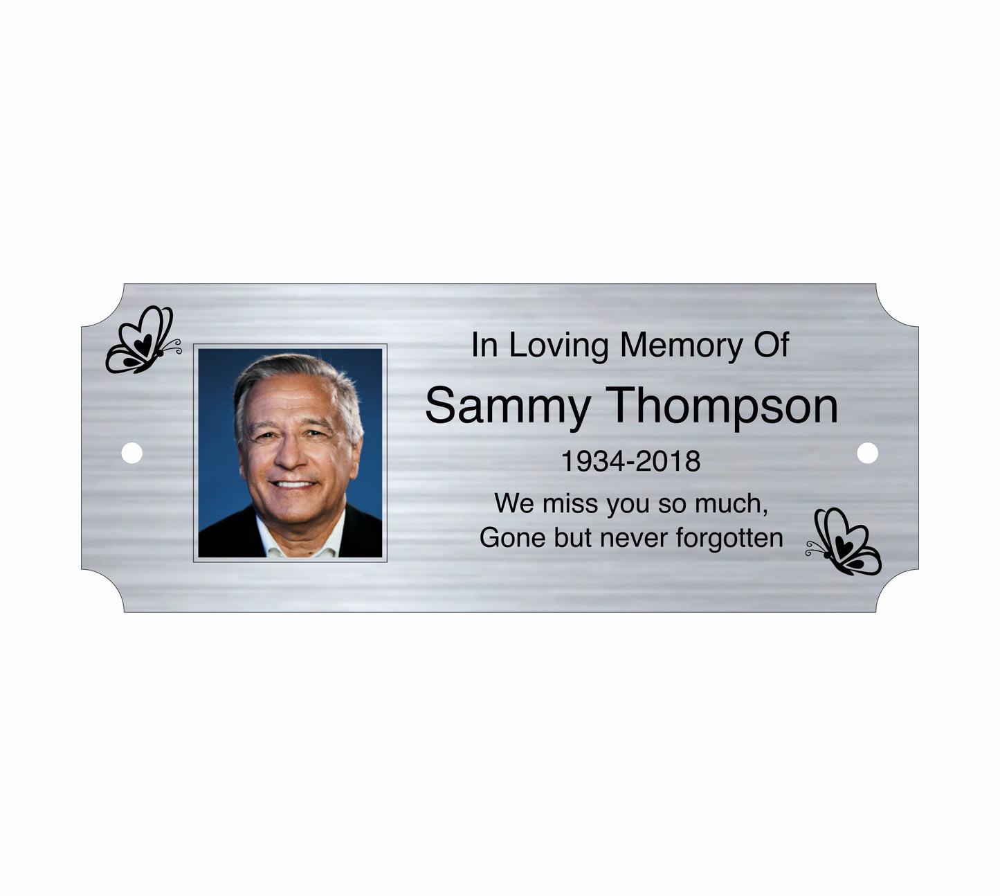 Memorial Photo Plaque, Engraved Bench Plaques, Engraved Tree Sign, Silver, Weatherproof, Grave