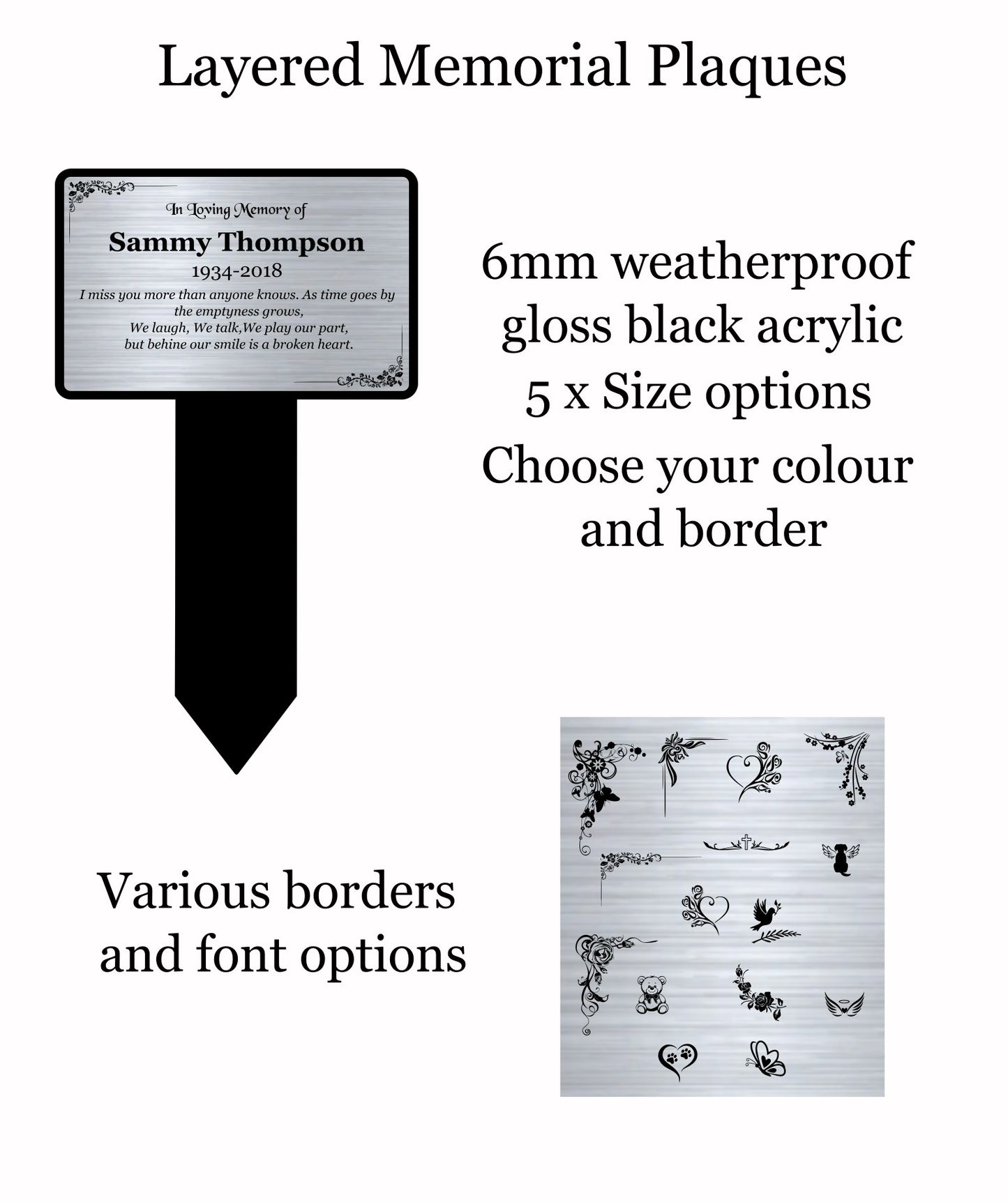 Memorial Plaque, Memorial Plaques for graves, Remembrance, Silver, Straight Shape