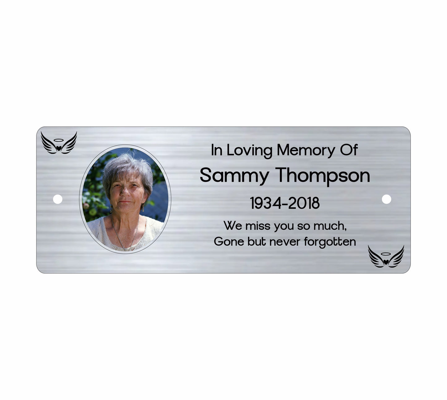 Memorial Photo Plaque, Engraved Bench Plaques, Engraved Tree Sign, Silver, Weatherproof, Grave