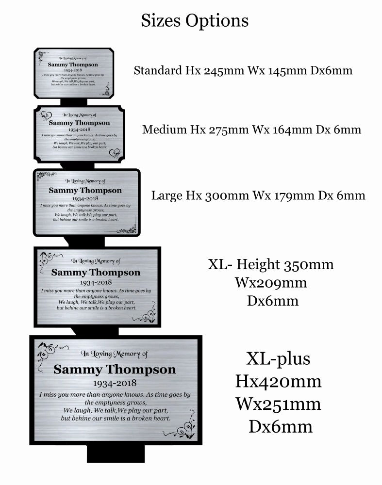 memorial plaques for graves sizes